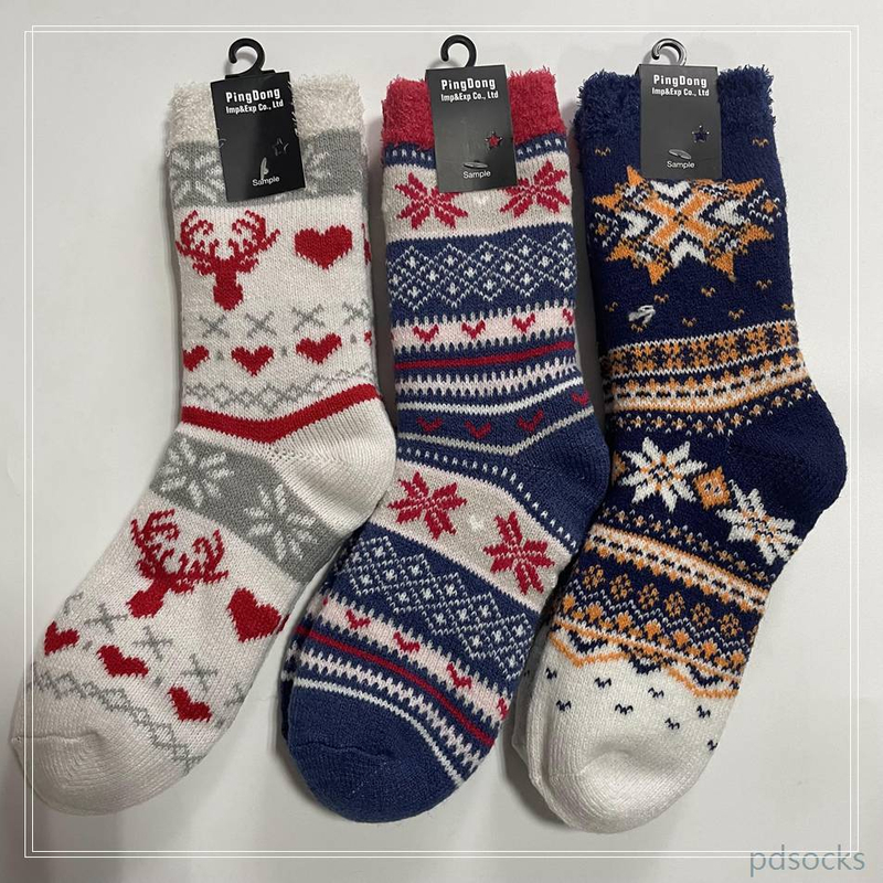 Custom and sell double knit thick socks home double layer indoor socks women socks 