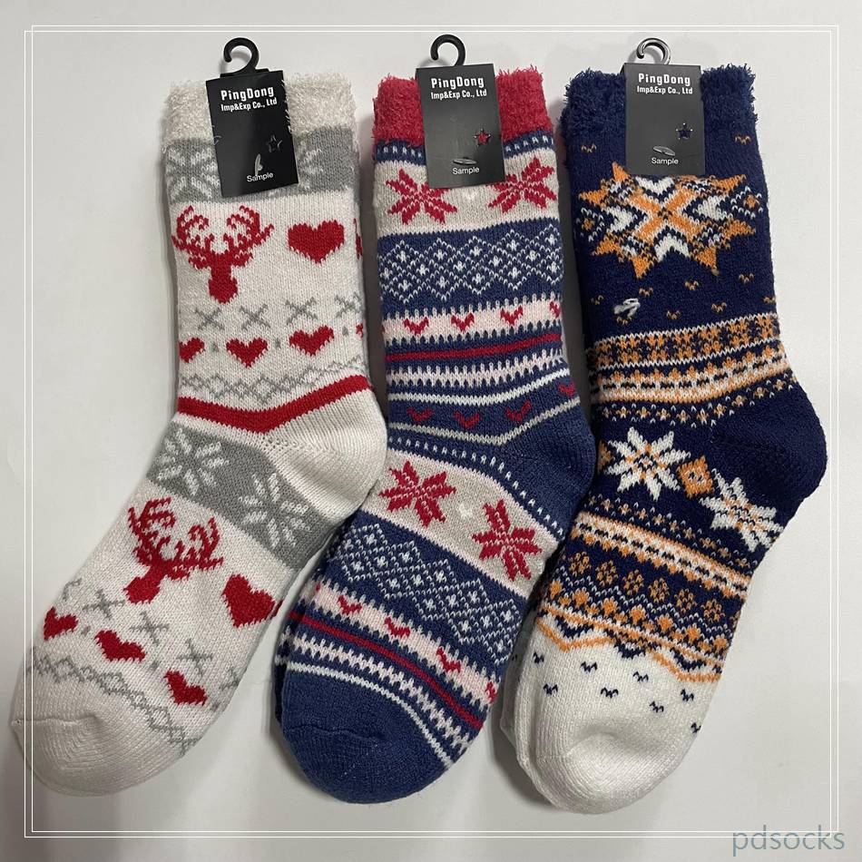 Custom and sell double knit thick socks home double layer indoor socks women socks 