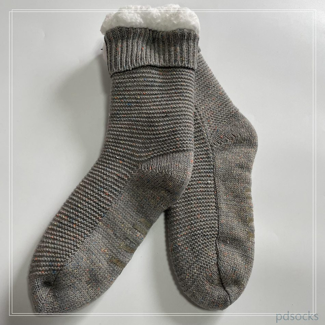 Wholesale color gray yarn cosy Knitted Slipper Home Socks Cosy Double Layer Thick Warm Sock cosy sock 