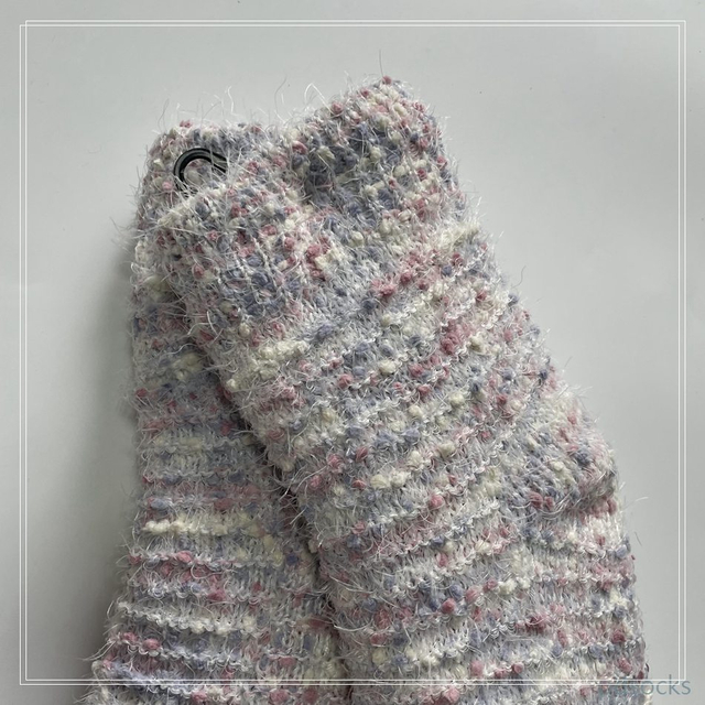 Wholesale long feather yarn and popcorn cosy Knitted Slipper Home Socks Cosy Double Layer Thick Warm Sock cosy sock 