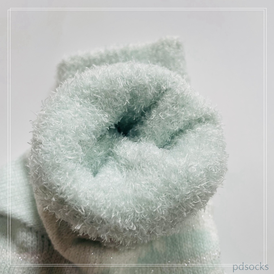 Wholesale double layer cosy sock feather yarn inside knitted home sock 
