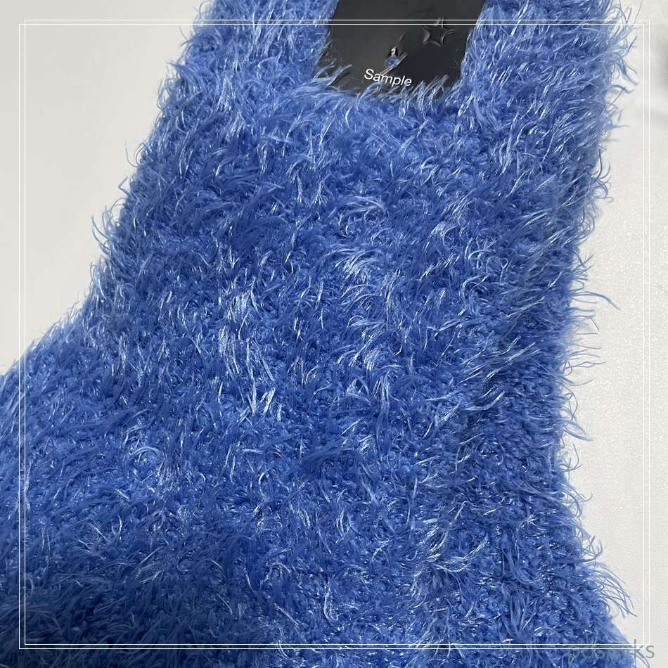 Custom and wholesale long feather yarn knitted women socksfleece cosy sock 