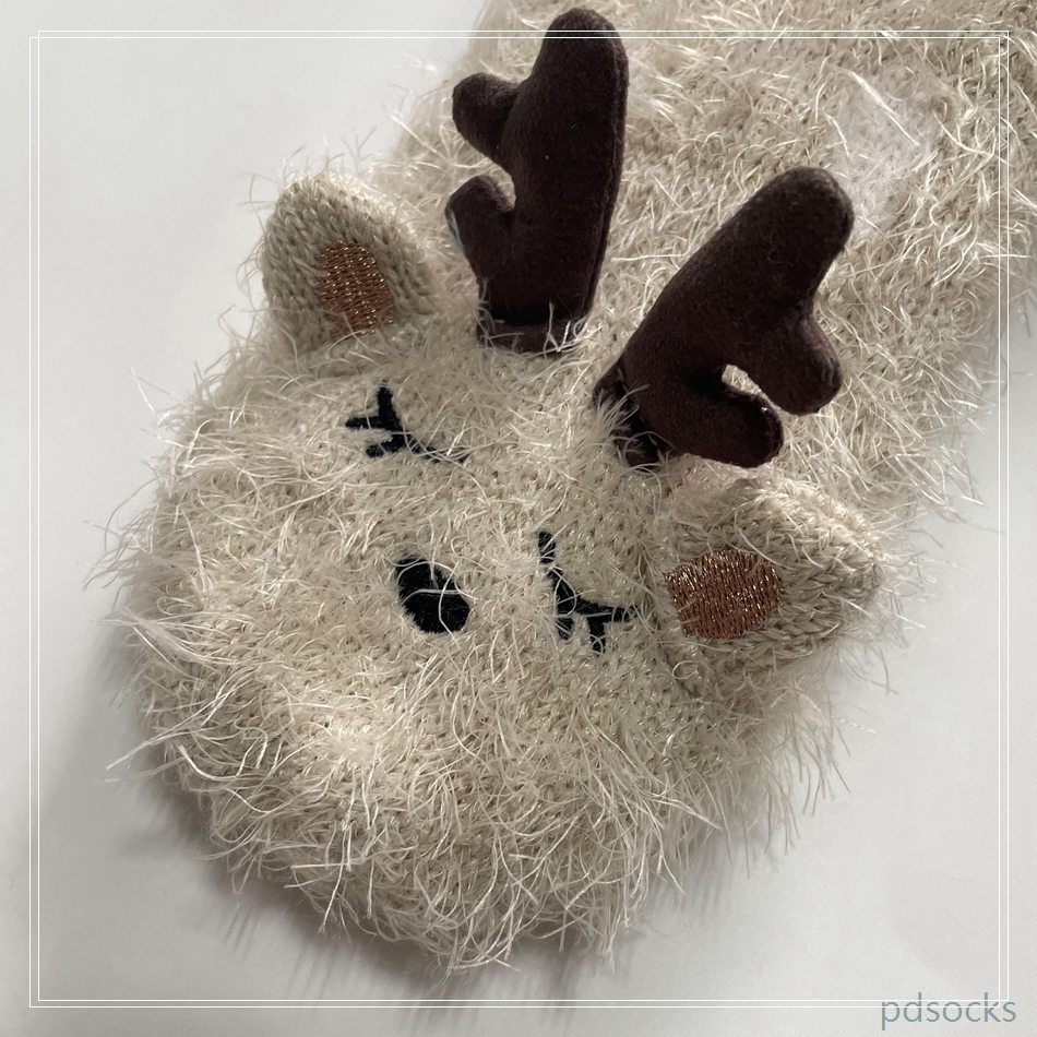 wholesale long fluffy yarn carton 3D sherpa socks double layer home socks non-slip winter floor socks 
