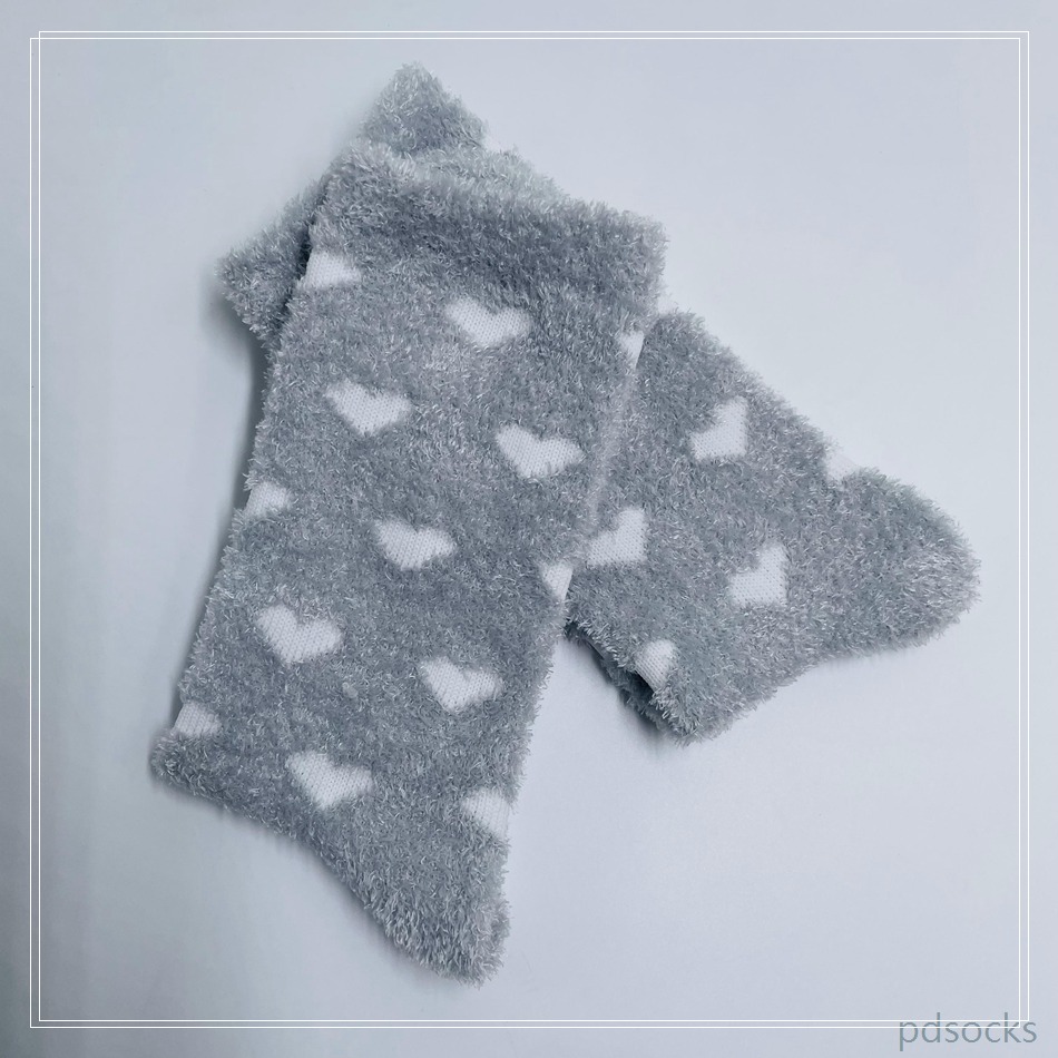 Wholesale long feather yarn Cosy Socks Home Socks fuzzy sock heart 