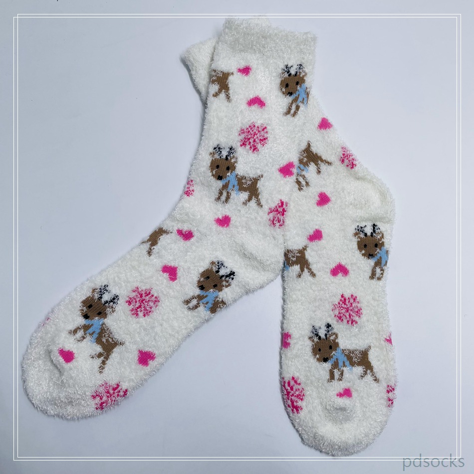 Wholesale long feather yarn Cosy Socks Home Socks fuzzy sock deer