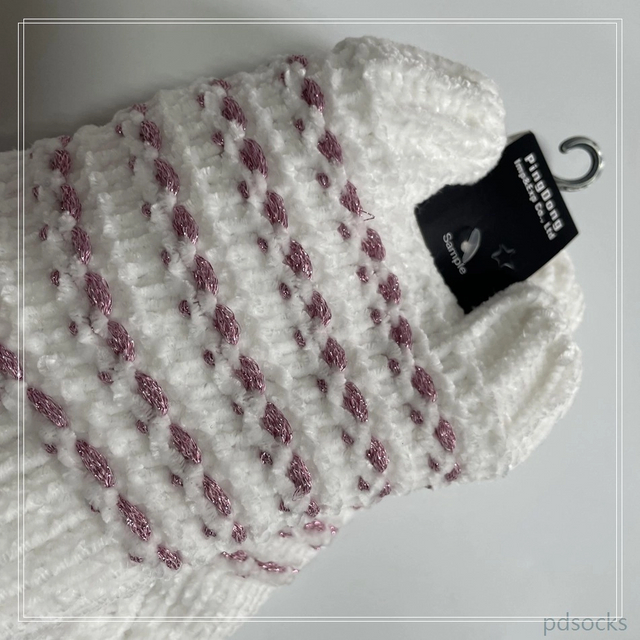 Wholesale lurex and shenille yarn stripe Knitted Slipper Home Socks Cosy Double Layer Thick Warm Sock