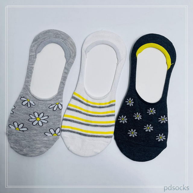 Wholesael adult cotton summer invisible socks girls fashion flower invisible cotton socks