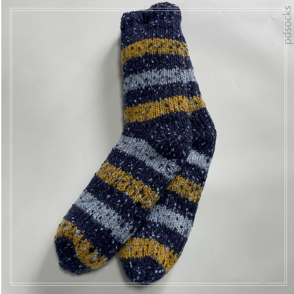 Wholesale colored dot yarn Knitted Slipper Home Socks Cosy Double Layer Thick Warm Sock stripe 