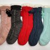 Wholesale sherpa thick cotton lining slipper socks cable knitted home socks