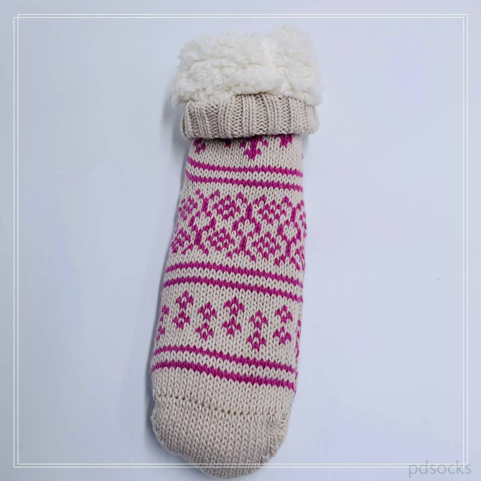 Wholesale snow cotton lining series sherpa thick cotton lining slipper socks