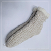 Wholesale cabled knitted double layer cotton fleece Sherpa socks adult indoor sock 