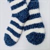 Wholesale super soft microfiber cosy warm sock stripe home sock blue and white 