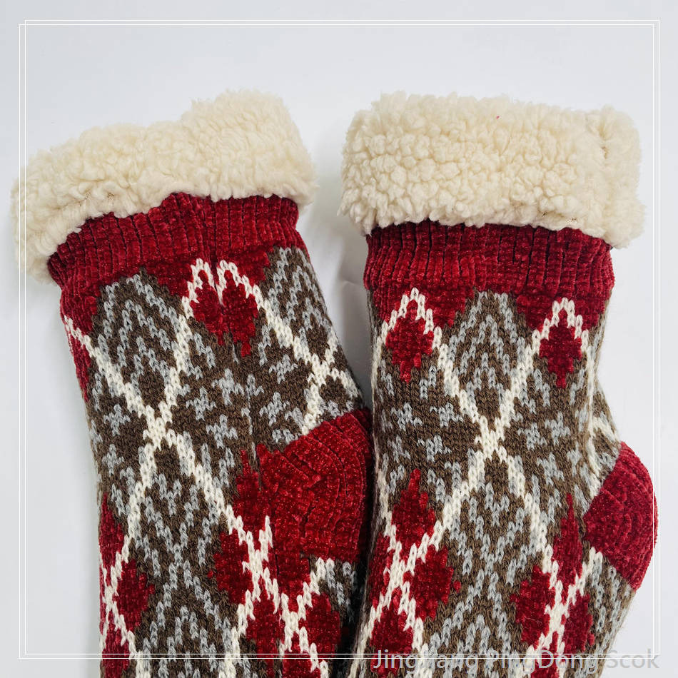 Wholesale super soft cotton lining sherpa socks non-slip home sock 
