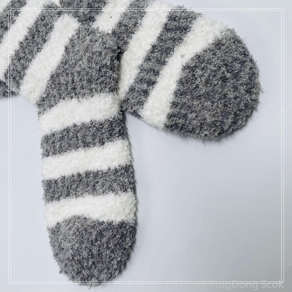 Wholesale super soft microfiber cosy warm sock stripe home sock 