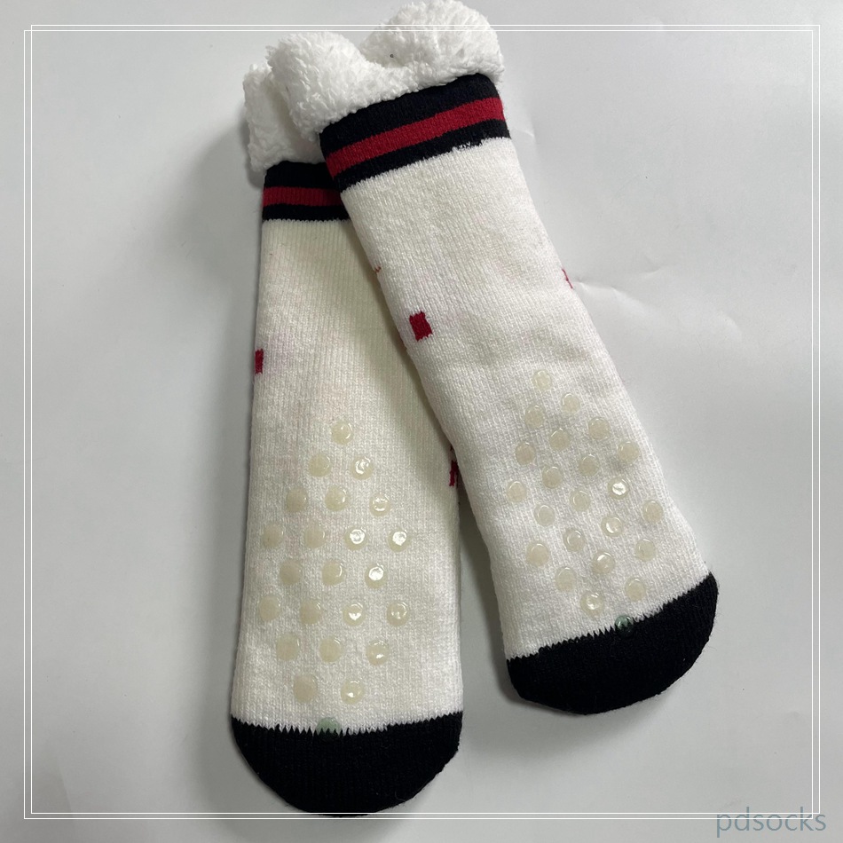 Wholesale thick fleece cosy knitted home socks snowman Cosy Double Layer Floor Socks Hot sale 