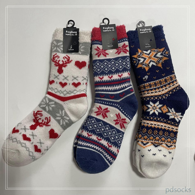 Custom and sell double knit thick socks home double layer indoor socks women socks 