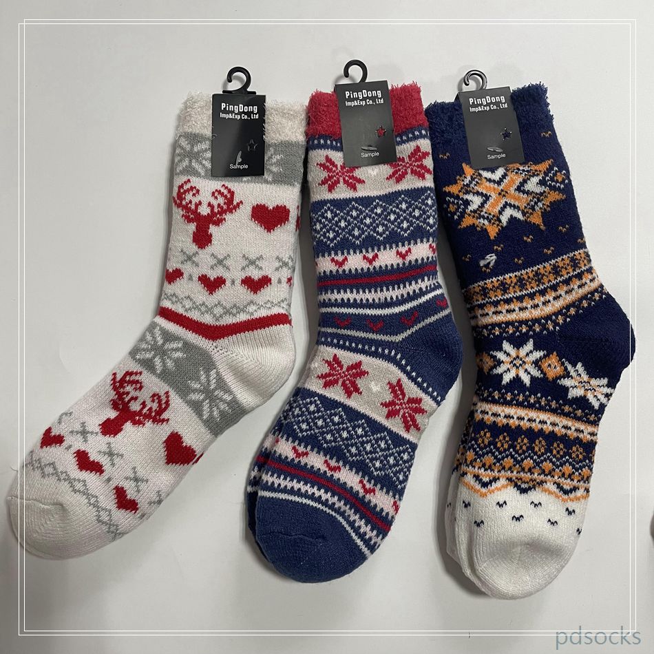 Custom and sell double knit thick socks home double layer indoor socks women socks 