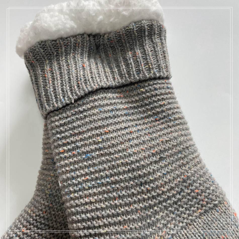 Wholesale color gray yarn cosy Knitted Slipper Home Socks Cosy Double Layer Thick Warm Sock cosy sock 