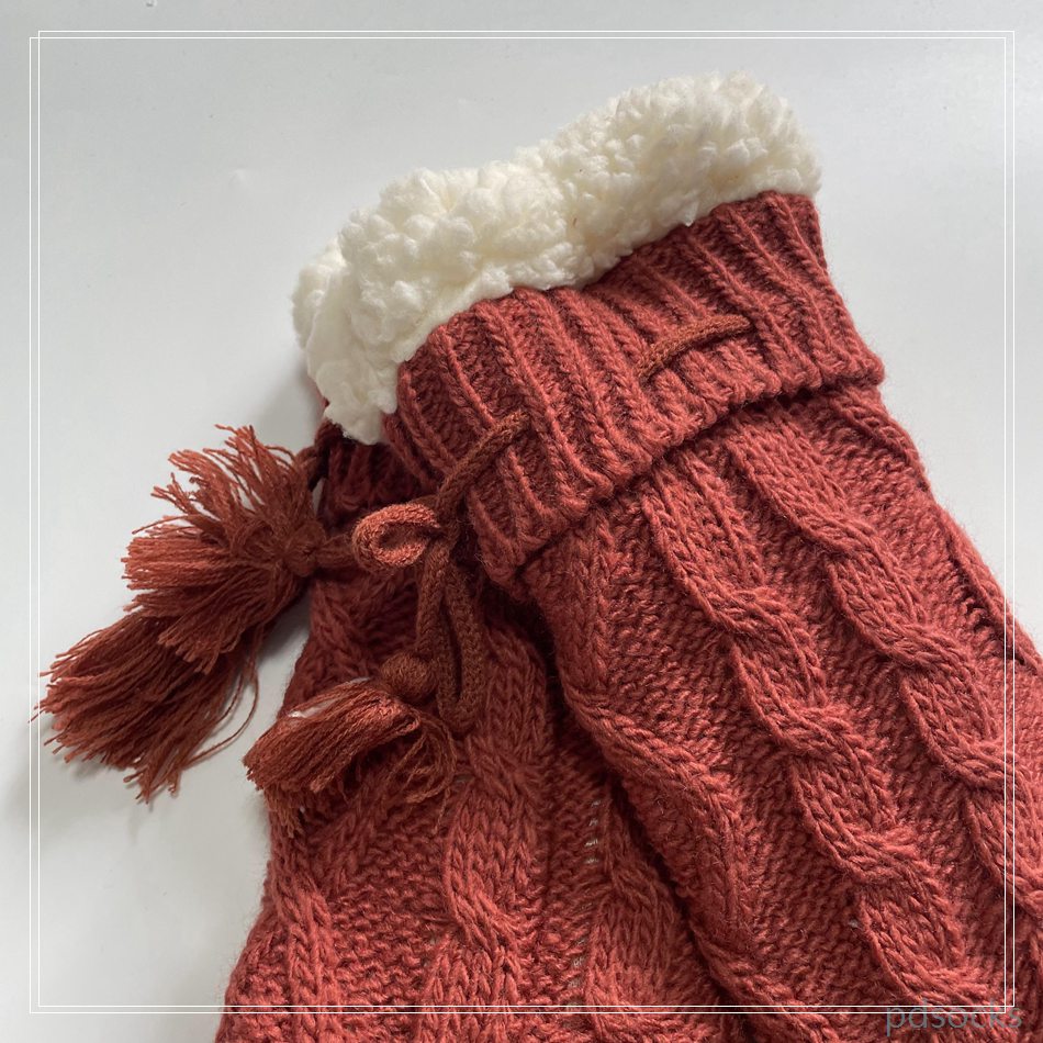HOT sale cable Knitted Slipper Home Socks Cosy Double Layer Thick Warm Sock cosy sock 
