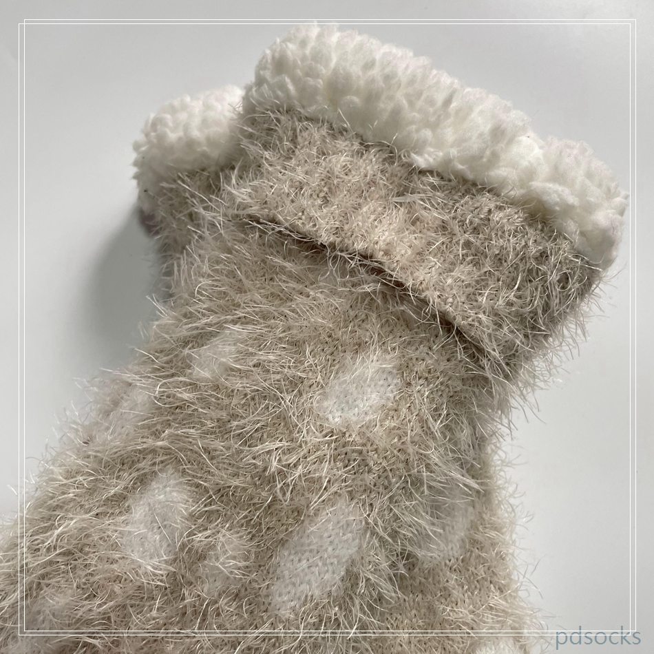 wholesale long fluffy yarn carton 3D sherpa socks double layer home socks non-slip winter floor socks 