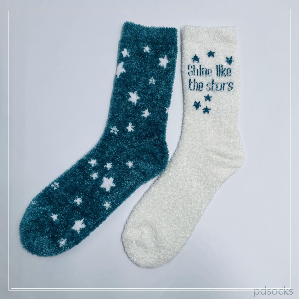 Wholesale women feather yarn cosy socks home socks fuzzy sock 