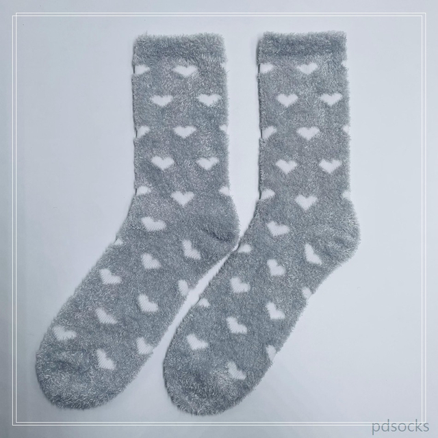 Wholesale long feather yarn Cosy Socks Home Socks fuzzy sock heart 