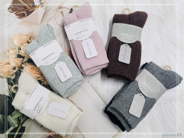 Customized women's mid - calf socks crafted from a blend of wool and cashmere